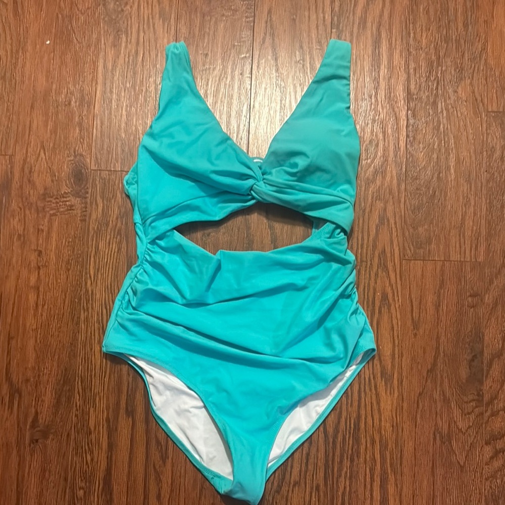 Blue One Piece Swimsuit with Cut-Out Design